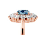 Rose gold Cushion Cut Halo Cluster Diamond Ring with Pave Band and Four-Prong Setting_17