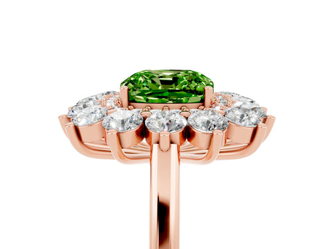 Rose gold Cushion Cut Halo Cluster Diamond Ring with Pave Band and Four-Prong Setting_17