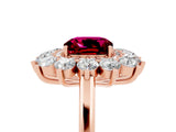 Rose gold Cushion Cut Halo Cluster Diamond Ring with Pave Band and Four-Prong Setting_17