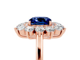 Rose gold Cushion Cut Halo Cluster Diamond Ring with Pave Band and Four-Prong Setting_17