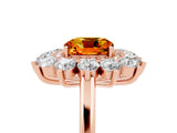 Rose gold Cushion Cut Halo Cluster Diamond Ring with Pave Band and Four-Prong Setting_17