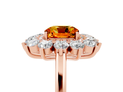 Rose gold Cushion Cut Halo Cluster Diamond Ring with Pave Band and Four-Prong Setting_17