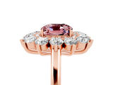 Rose gold Cushion Cut Halo Cluster Diamond Ring with Pave Band and Four-Prong Setting_17
