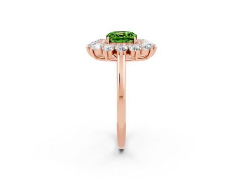 Rose gold Cushion Cut Halo Cluster Diamond Ring with Pave Band and Four-Prong Setting_2
