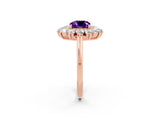Rose gold Cushion Cut Halo Cluster Diamond Ring with Pave Band and Four-Prong Setting_2