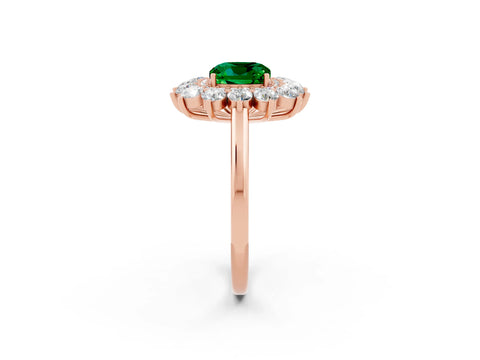 Rose gold Cushion Cut Halo Cluster Diamond Ring with Pave Band and Four-Prong Setting_2