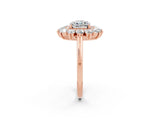 Rose gold Cushion Cut Halo Cluster Diamond Ring with Pave Band and Four-Prong Setting_2