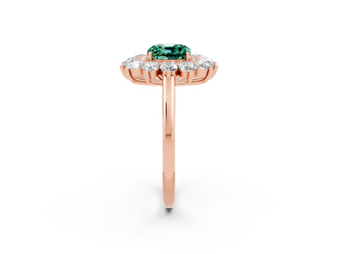 Rose gold Cushion Cut Halo Cluster Diamond Ring with Pave Band and Four-Prong Setting_2
