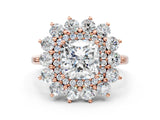 Rose gold Cushion Cut Halo Cluster Diamond Ring with Pave Band and Four-Prong Setting_3