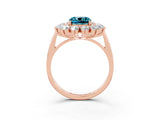 Rose gold Cushion Cut Halo Cluster Diamond Ring with Pave Band and Four-Prong Setting_3