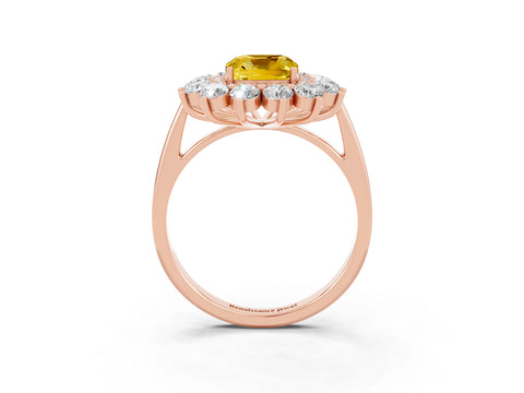 Rose gold Cushion Cut Halo Cluster Diamond Ring with Pave Band and Four-Prong Setting_3