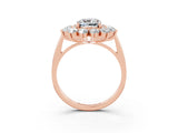 Rose gold Cushion Cut Halo Cluster Diamond Ring with Pave Band and Four-Prong Setting_3