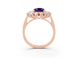 Rose gold Cushion Cut Halo Cluster Diamond Ring with Pave Band and Four-Prong Setting_3