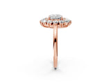 Rose gold Cushion Cut Halo Cluster Diamond Ring with Pave Band and Four-Prong Setting_5