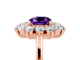 Rose gold Cushion Cut Halo Cluster Diamond Ring with Pave Band and Four-Prong Setting_5