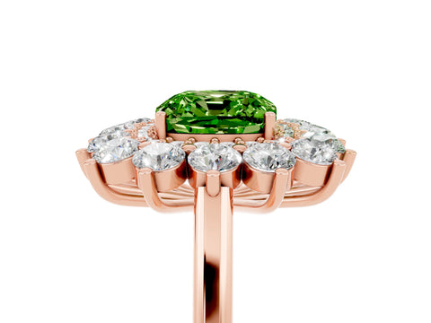 Rose gold Cushion Cut Halo Cluster Diamond Ring with Pave Band and Four-Prong Setting_5