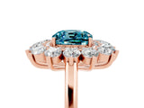 Rose gold Cushion Cut Halo Cluster Diamond Ring with Pave Band and Four-Prong Setting_5
