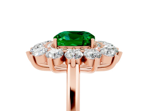 Rose gold Cushion Cut Halo Cluster Diamond Ring with Pave Band and Four-Prong Setting_5