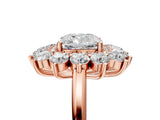 Rose gold Cushion Cut Halo Cluster Diamond Ring with Pave Band and Four-Prong Setting_8