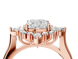 Rose gold Cushion Cut Halo Diamond Cluster Ring with Marquise and Round Stones on a White Gold Band with Prong Setting_19
