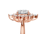 Rose gold Cushion Cut Halo Diamond Cluster Ring with Marquise and Round Stones on a White Gold Band with Prong Setting_20