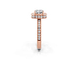 Rose gold Cushion Cut Halo Diamond Engagement Ring with Milgrain Pave Band and Four-Prong Setting_2