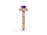 Rose gold Cushion Cut Halo Diamond Engagement Ring with Milgrain Pave Band and Four-Prong Setting_2