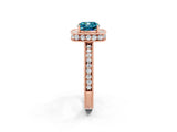 Rose gold Cushion Cut Halo Diamond Engagement Ring with Milgrain Pave Band and Four-Prong Setting_2