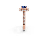 Rose gold Cushion Cut Halo Diamond Engagement Ring with Milgrain Pave Band and Four-Prong Setting_2