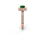 Rose gold Cushion Cut Halo Diamond Engagement Ring with Milgrain Pave Band and Four-Prong Setting_2
