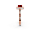 Rose gold Cushion Cut Halo Diamond Engagement Ring with Milgrain Pave Band and Four-Prong Setting_2
