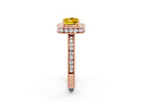 Rose gold Cushion Cut Halo Diamond Engagement Ring with Milgrain Pave Band and Four-Prong Setting_2