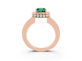 Rose gold Cushion Cut Halo Diamond Engagement Ring with Milgrain Pave Band and Four-Prong Setting_3