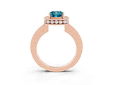Rose gold Cushion Cut Halo Diamond Engagement Ring with Milgrain Pave Band and Four-Prong Setting_3