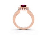 Rose gold Cushion Cut Halo Diamond Engagement Ring with Milgrain Pave Band and Four-Prong Setting_3