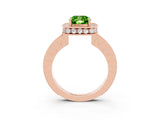 Rose gold Cushion Cut Halo Diamond Engagement Ring with Milgrain Pave Band and Four-Prong Setting_3