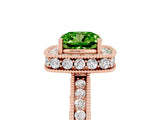 Rose gold Cushion Cut Halo Diamond Engagement Ring with Milgrain Pave Band and Four-Prong Setting_5