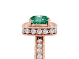 Rose gold Cushion Cut Halo Diamond Engagement Ring with Milgrain Pave Band and Four-Prong Setting_5