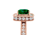 Rose gold Cushion Cut Halo Diamond Engagement Ring with Milgrain Pave Band and Four-Prong Setting_5