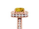 Rose gold Cushion Cut Halo Diamond Engagement Ring with Milgrain Pave Band and Four-Prong Setting_5