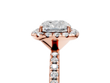 Rose gold Cushion Cut Halo Diamond Engagement Ring with Pave Band and Four-Prong Setting_28