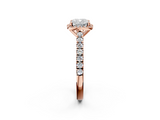 Rose gold Cushion Cut Halo Diamond Engagement Ring with Pave Band and Four-Prong Setting_43