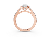 Rose gold Cushion Cut Halo Diamond Engagement Ring with Pave Band and Four-Prong Setting_44