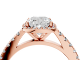 Rose gold Cushion Cut Halo Diamond Engagement Ring with Pave Band and Four-Prong Setting_45