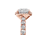 Rose gold Cushion Cut Halo Diamond Engagement Ring with Pave Band and Four-Prong Setting_46