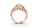 Rose gold Cushion Cut Halo Diamond Engagement Ring with Pave Split Shank and Four-Prong Setting_6
