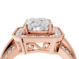 Rose gold Cushion Cut Halo Diamond Engagement Ring with Pave Split Shank and Four-Prong Setting_7