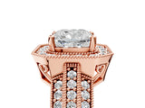 Rose gold Cushion Cut Halo Diamond Engagement Ring with Pave Split Shank and Four-Prong Setting_8