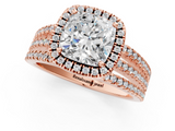 Rose gold Cushion Cut Halo Diamond Engagement Ring with Split Shank and Four-Prong Setting_21