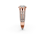 Rose gold Cushion Cut Halo Diamond Engagement Ring with Split Shank and Four-Prong Setting_22